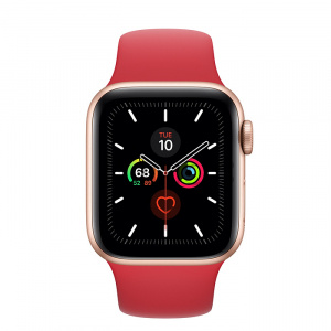 Купить Apple Watch Series 5 // 40мм GPS + Cellular // Корпус из алюминия золотого цвета, спортивный ремешок красного цвета