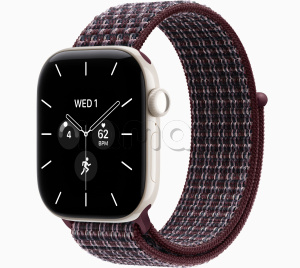 Купить Apple Watch Series 12 // 42мм GPS+Cellular // Корпус из керамики жемчужно-белого цвета, спортивный браслет клетчато-бордового цвета