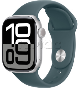 Купить Apple Watch Series 10 // 46мм GPS // Корпус из алюминия серебристого цвета, спортивный ремешок цвета "зеленое озеро"
