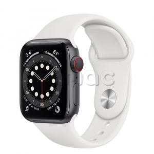 Купить Apple Watch Series 6 // 40мм GPS + Cellular // Корпус из алюминия цвета «серый космос», спортивный ремешок белого цвета