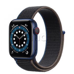 Купить Apple Watch Series 6 // 40мм GPS + Cellular // Корпус из алюминия синего цвета, спортивный браслет угольного цвета