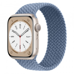 Apple Watch Series 8 // 45мм GPS // Корпус из алюминия цвета "сияющая звезда", плетёный монобраслет сланцево-синего цвета