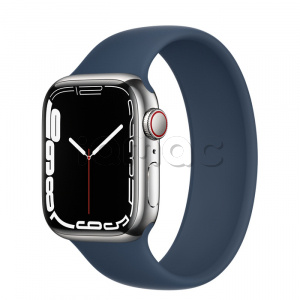 Купить Apple Watch Series 7 // 41мм GPS + Cellular // Корпус из нержавеющей стали серебристого цвета, монобраслет цвета «синий омут»