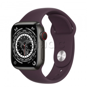 Купить Apple Watch Series 7 // 41мм GPS + Cellular // Корпус из титана цвета «черный космос», спортивный ремешок цвета «тёмная вишня»