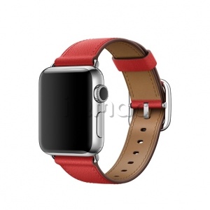 38/40мм Кожаный ремешок красного цвета с классической пряжкой для Apple Watch