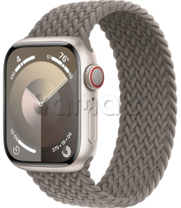 Купить Apple Watch Series 9 // 45мм GPS+Cellular // Корпус из алюминия цвета "сияющая звезда", плетёный монобраслет цвета "глина"