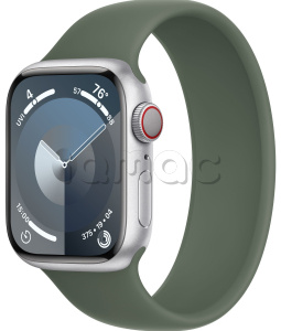 Купить Apple Watch Series 9 // 45мм GPS+Cellular // Корпус из алюминия серебристого цвета, монобраслет цвета "зеленый кипарис"
