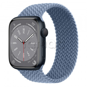 Купить Apple Watch Series 8 // 45мм GPS // Корпус из алюминия цвета "темная ночь", плетёный монобраслет сланцево-синего цвета
