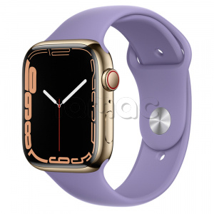 Купить Apple Watch Series 7 // 41мм GPS + Cellular // Корпус из нержавеющей стали золотого цвета, спортивный ремешок цвета «английская лаванда»