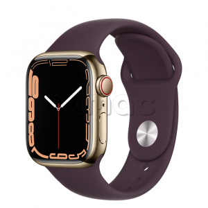 Купить Apple Watch Series 7 // 41мм GPS + Cellular // Корпус из нержавеющей стали золотого цвета, спортивный ремешок цвета «тёмная вишня»