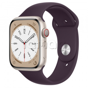 Купить Apple Watch Series 8 // 45мм GPS + Cellular // Корпус из алюминия цвета "сияющая звезда", спортивный ремешок цвета "бузина"