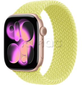 Купить Apple Watch Series 11 // 46мм GPS // Корпус из алюминия цвета "розовое золото", плетеный монобраслет цвета "неоновый желтый"