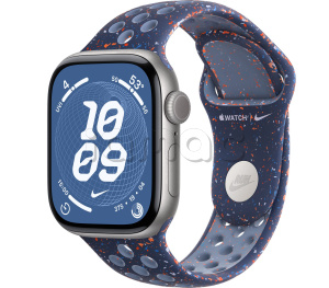 Купить Apple Watch Series 11 // 42мм GPS // Корпус из алюминия цвета "серый космос", спортивный ремешок Nike цвета "синяя лента"