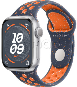 Купить Apple Watch Series 9 // 45мм GPS // Корпус из алюминия серебристого цвета, спортивный ремешок Nike цвета "синее пламя"
