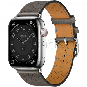 Купить Apple Watch Series 8 Hermès // 45мм GPS + Cellular // Корпус из нержавеющей стали серебристого цвета, ремешок Single Tour H Diagonal цвета Gris Meyer