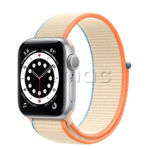 Купить Apple Watch Series 6 // 40мм GPS // Корпус из алюминия серебристого цвета, спортивный браслет кремового цвета