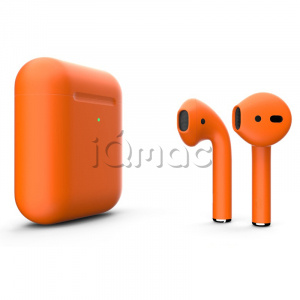 Купить AirPods - беспроводные наушники с Qi - зарядным кейсом Apple (Оранжевый, матовый)