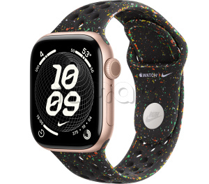 Купить Apple Watch Series 11 // 42мм GPS // Корпус из алюминия цвета "розовое золото", спортивный ремешок Nike цвета "полуночный черный"