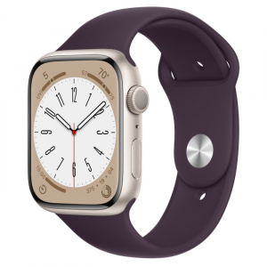 Apple Watch Series 8 // 45мм GPS // Корпус из алюминия цвета "сияющая звезда", спортивный ремешок цвета "бузина"