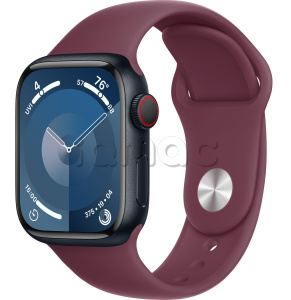 Купить Apple Watch Series 9 // 41мм GPS+Cellular // Корпус из алюминия цвета "темная ночь", спортивный ремешок цвета "шелковица"