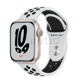 Купить Apple Watch Series 7 // 41мм GPS // Корпус из алюминия цвета «сияющая звезда», спортивный ремешок Nike цвета «чистая платина/чёрный»