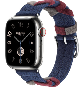 Apple Watch Series 9 Hermès // 41мм GPS+Cellular // Корпус из нержавеющей стали серебристого цвета, ремешок Bridon Single Tour цвета Navy