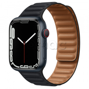 Купить Apple Watch Series 7 // 45мм GPS + Cellular // Корпус из алюминия цвета «тёмная ночь», кожаный браслет цвета «тёмная ночь», размер ремешка M/L