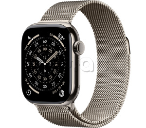 Купить Apple Watch Series 11 // 42мм GPS+Cellular // Корпус из титана натурального цвета, миланский сетчатый браслет натурального цвета