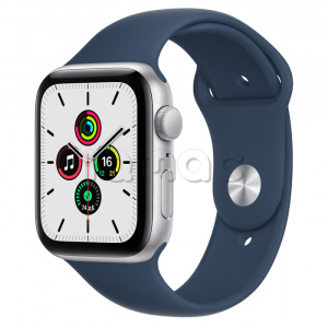 Купить Apple Watch SE // 44мм GPS // Корпус из алюминия серебристого цвета, спортивный ремешок цвета «Синий омут»
