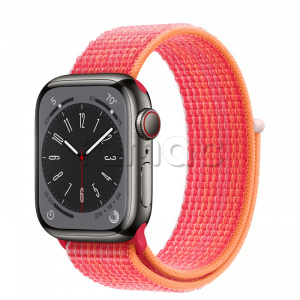 Купить Apple Watch Series 8 // 41мм GPS + Cellular // Корпус из нержавеющей стали графитового цвета, спортивный браслет цвета (PRODUCT)RED