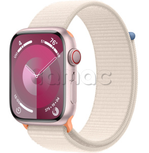 Купить Apple Watch Series 9 // 41мм GPS+Cellular // Корпус из алюминия розового цвета, спортивный браслет цвета "сияющая звезда"