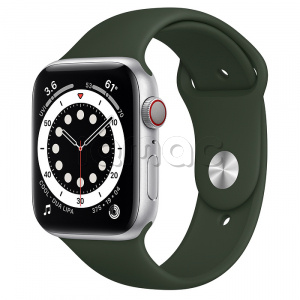 Купить Apple Watch Series 6 // 44мм GPS + Cellular // Корпус из алюминия серебристого цвета, спортивный ремешок цвета «Кипрский зелёный»