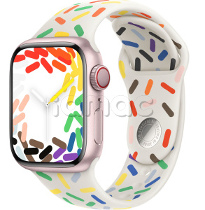Купить Apple Watch Series 9 // 41мм GPS+Cellular // Корпус из алюминия розового  цвета, спортивный ремешок цвета Pride Edition