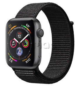 Apple Watch Series 4 // 40мм GPS // Корпус из алюминия цвета «серый космос», ремешок из плетёного нейлона чёрного цвета (MU672)