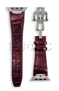 Ремешок Golden Concept для Apple Watch, Alligator Leather (Maroon/Titanium Grey)