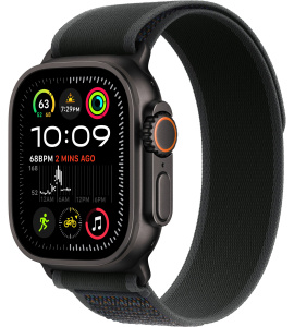 Apple Watch Ultra 2 (2024) // 49мм GPS + Cellular // Корпус из черного титана, ремешок Trail Loop черного цвета, M/L