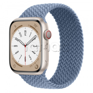 Купить Apple Watch Series 8 // 45мм GPS + Cellular // Корпус из алюминия цвета "сияющая звезда", плетёный монобраслет сланцево-синего цвета