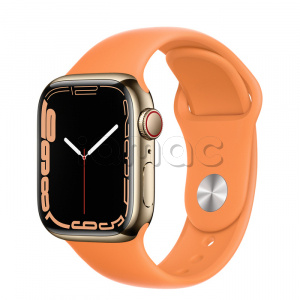 Купить Apple Watch Series 7 // 45мм GPS + Cellular // Корпус из нержавеющей стали золотого цвета, спортивный ремешок цвета «весенняя мимоза»