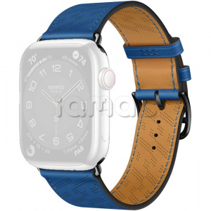45мм Ремешок Hermès Single (Simple) Tour H Diagonal цвета Bleu de France для Apple Watch