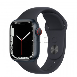 Купить Apple Watch Series 7 // 41мм GPS + Cellular // Корпус из алюминия цвета «тёмная ночь», спортивный ремешок цвета «тёмная ночь»