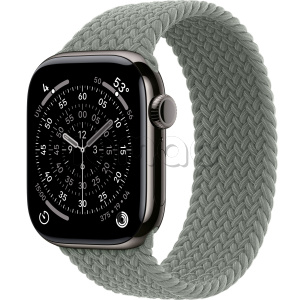 Купить Apple Watch Series 11 // 46мм GPS+Cellular // Корпус из титана сланцевого цвета, плетеный монобраслет серо-зеленого цвета