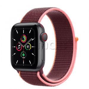 Купить Apple Watch SE // 40мм GPS + Cellular // Корпус из алюминия цвета «серый космос», cпортивный браслет сливового цвета (2020)