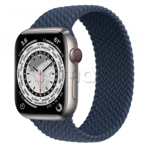 Купить Apple Watch Series 7 // 45мм GPS + Cellular // Корпус из титана, плетёный монобраслет цвета «синий омут»