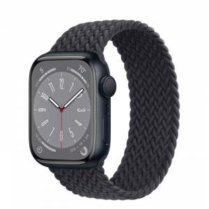 Apple Watch Series 8 // 41мм GPS // Корпус из алюминия цвета "темная ночь", плетёный монобраслет цвета "темная ночь"
