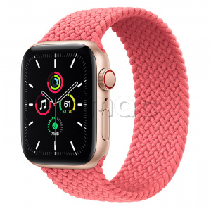 Купить Apple Watch SE // 44мм GPS + Cellular // Корпус из алюминия золотого цвета, плетёный монобраслет цвета «Розовый пунш» (2020)