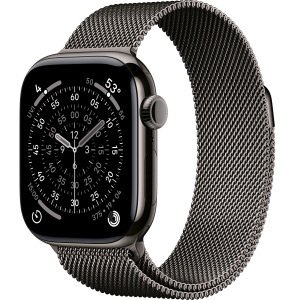 Apple Watch Series 11 // 46мм GPS+Cellular // Корпус из титана сланцевого цвета, миланский сетчатый браслет сланцевого цвета