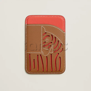 Чехол-бумажник Hermès "Zebra" с MagSafe для iPhone, цвет Orange Field / Кораллово-розово-оранжевый
