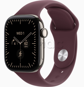 Купить Apple Watch Series 12 // 46мм GPS+Cellular // Корпус из титана натурального цвета, спортивный ремешок бордового цвета