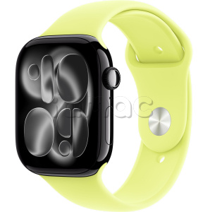 Купить Apple Watch Series 11 // 46мм GPS // Черный глянцевый корпус из алюминия, спортивный ремешок цвета "неоновый желтый"