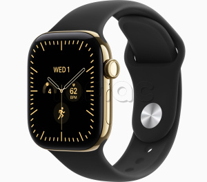 Купить Apple Watch Series 12 // 42мм GPS+Cellular // Корпус из титана золотого цвета, спортивный ремешок черного цвета